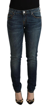 Acht Blue Washed Cotton Low Waist Slim Fit Denim Jeans -   -  Acht.